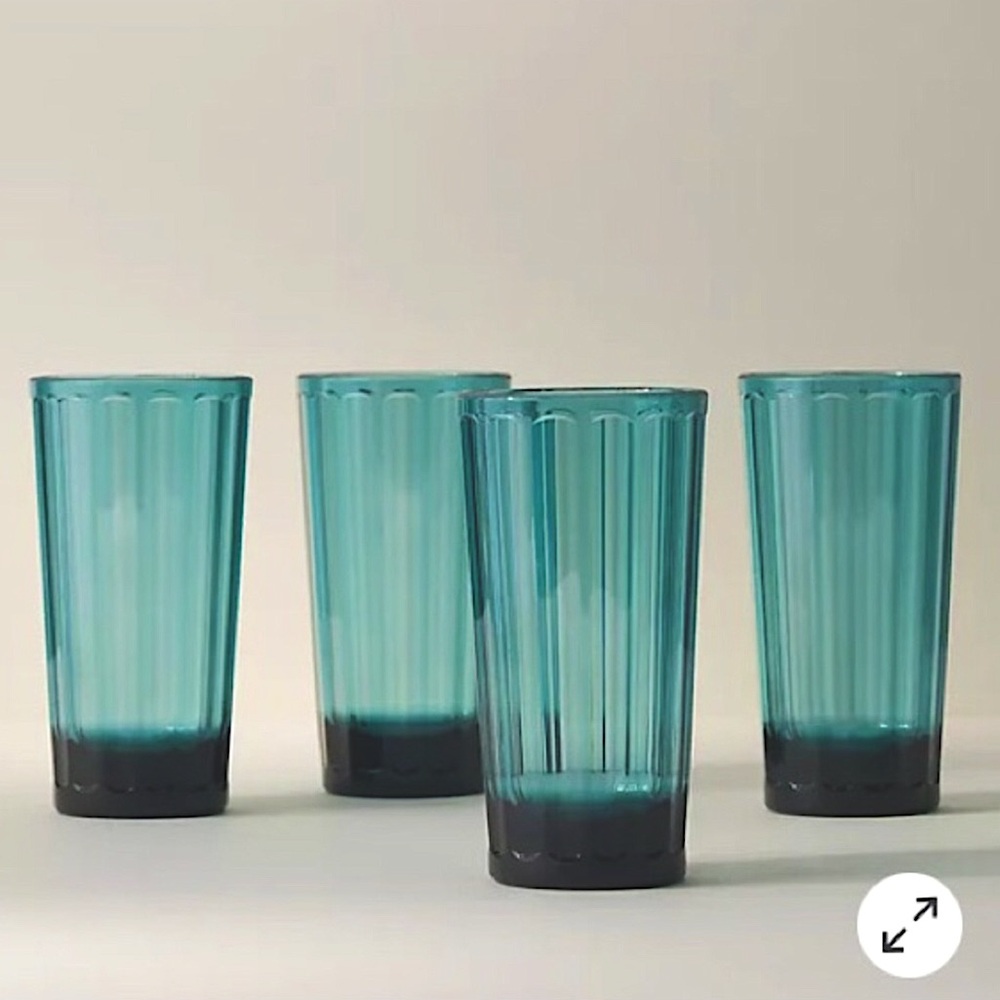 Anthropologie Set of Four Highball Glasses Acrylic New With Tag